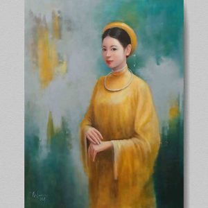 Tranh chân dung sơn dầu "Nét xuân xanh"