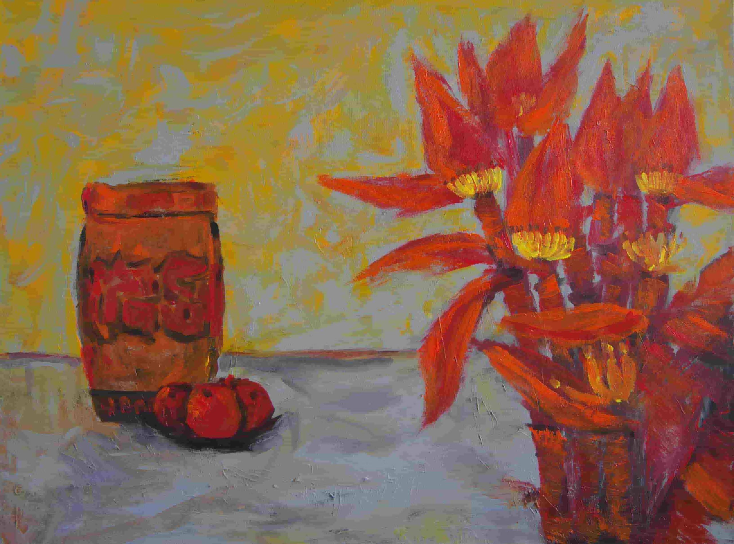 Tranh sơn dầu "Hoa chuối rừng 4"