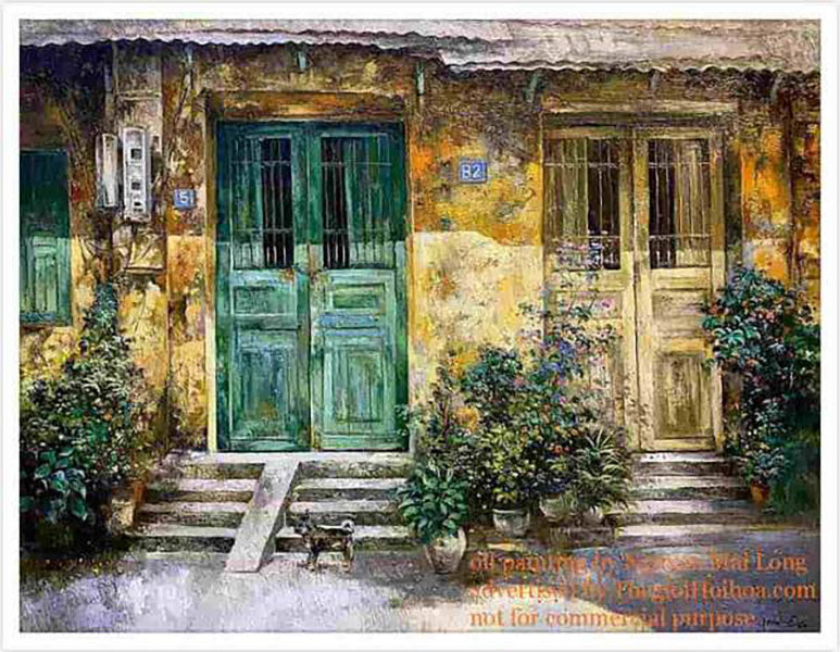 Tác phẩm “Nắng bên thềm” - họa sĩ Nguyễn Mai Long