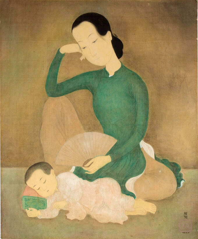 Tác phẩm Mẹ ru con ngủ của hoạ sĩ Mai Trung Thứ, phiên đấu giá Auguttes