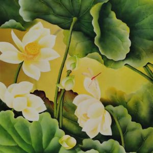 Tranh sơn dầu "Sen Hoàng Thành"