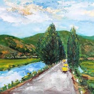 Tranh sơn dầu quê hương "Đường về"
