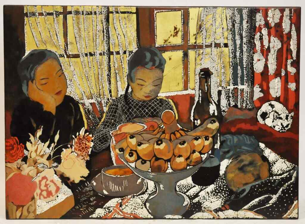 Hình ảnh sinh hoạt gia đình quý tộc người Việt của Alix Aymé – Le goûter (1940) – Trà chiều