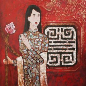 Tranh chân dung sơn mài "Nét xưa"