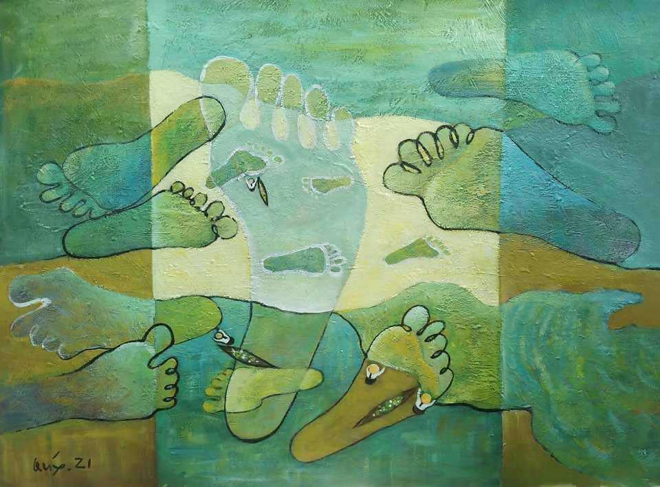 Tranh trừu tượng "Mưu sinh"