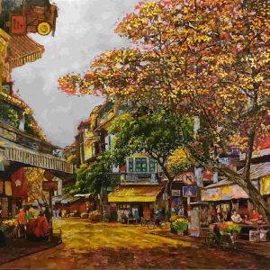 Tranh sơn mài "Mùa thu Hà Nội"