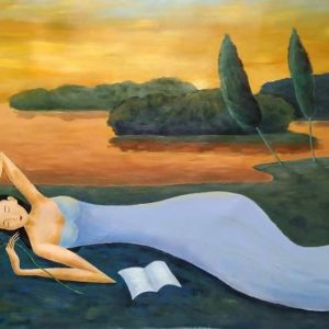 Tranh sơn dầu "Giấc ngủ chiều quê"