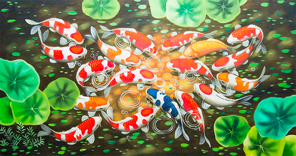 Tranh sơn dầu cá Koi được nhiều người ưa chuộng (Nguồn: Bautroitranhdep)