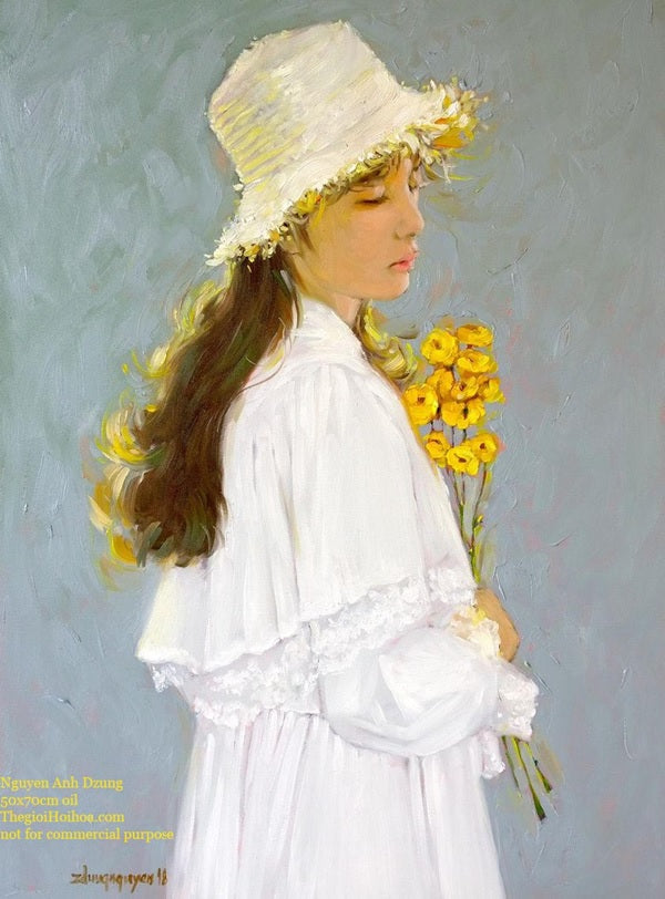 “Cô gái và nhành hoa bất tử” của họa sĩ Nguyễn Anh Dũng