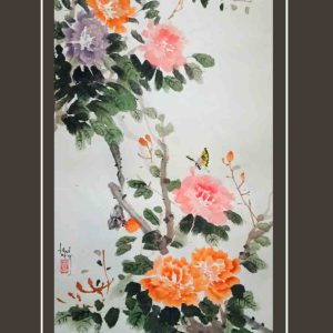 Tranh giấy dó "Mẫu đơn"