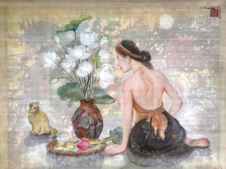 Tranh chân dung nghệ thuật của họa sĩ Trần Thị Thanh Hòa - TP "Ánh trăng"