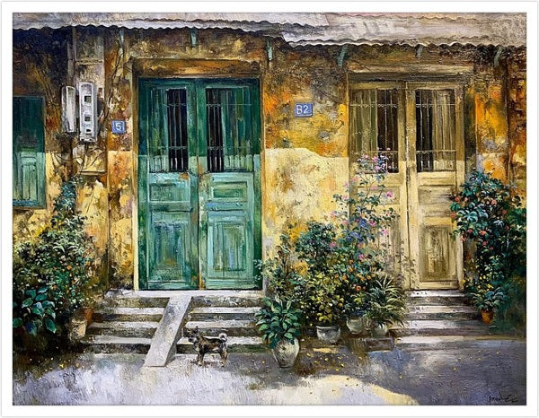 Bức tranh “Nắng bên thềm” của họa sĩ Nguyễn Mai Long