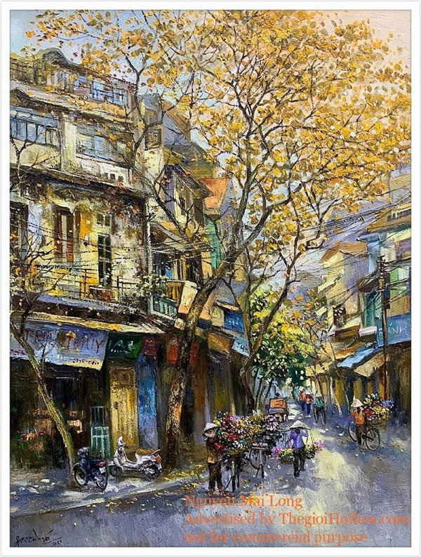 Bức tranh “Mùa hoa” của họa sĩ Nguyễn Mai Long