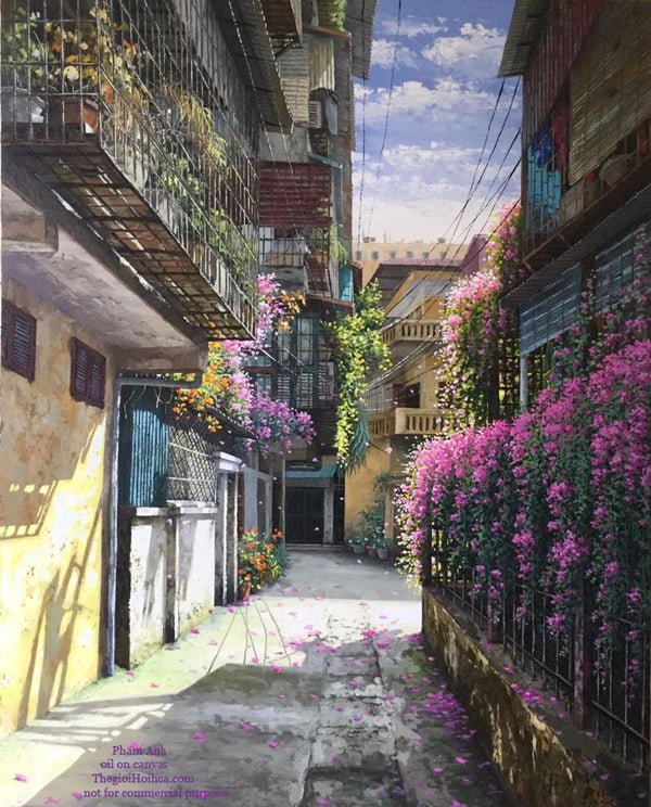 Bức tranh “Ngõ nắng 5” của họa sĩ Phạm Ánh