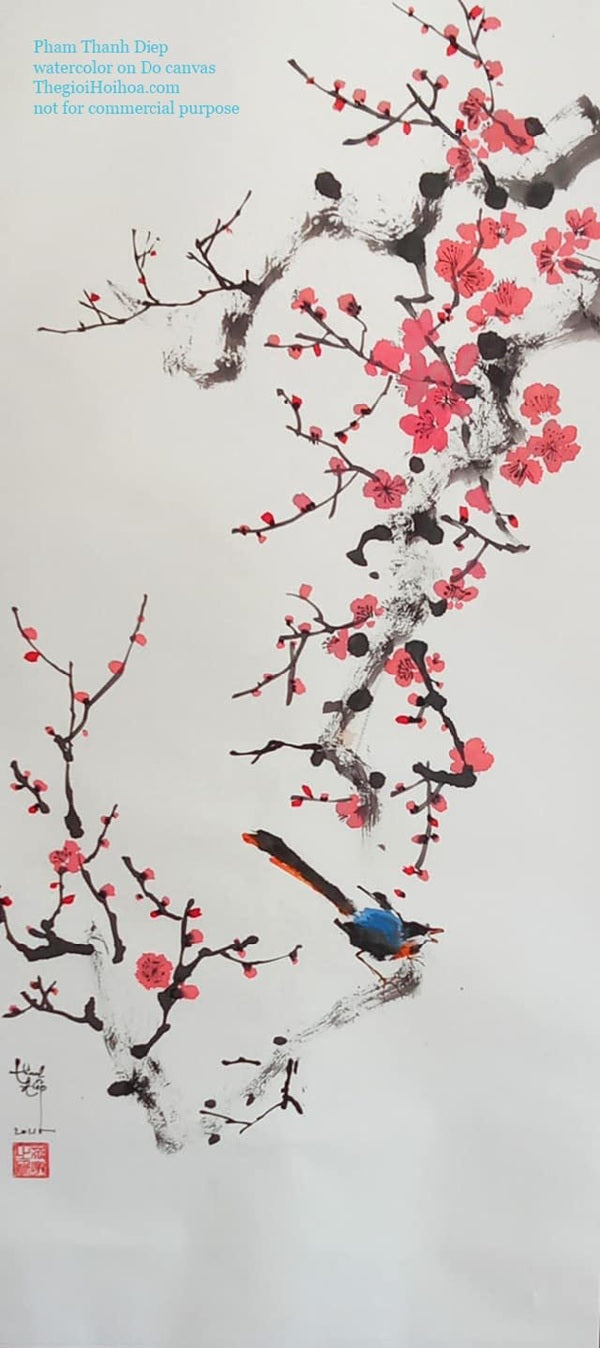 Tranh Xuân trên giấy dó