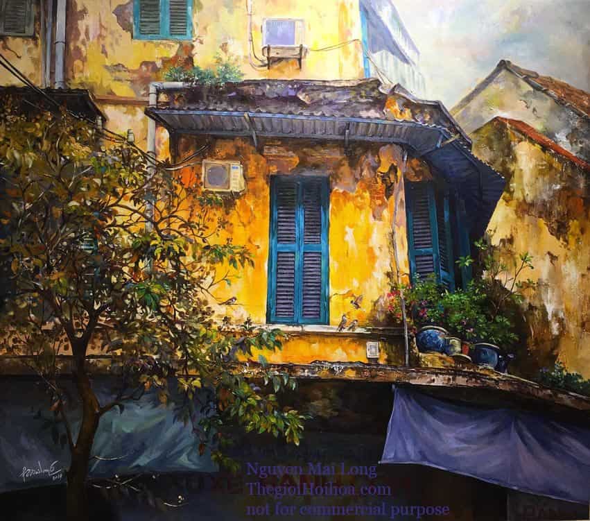 Tranh phố cổ "Hà Nội ngày đầu đông", họa sỹ Nguyễn Mai Long, Thế giới Hội họa