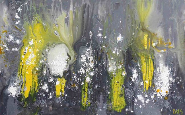 Tranh sơn dầu trừu tượng Kim của hoạ sĩ Đinh Thế Anh