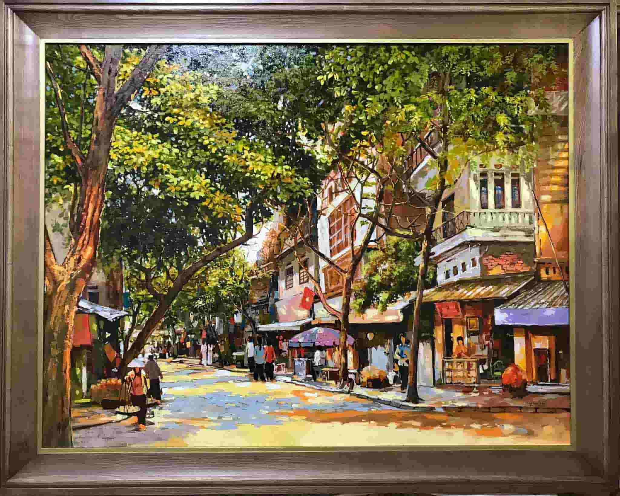 Tranh sơn dầu phố cổ họa sĩ Giáp Văn Tuấn - TP "Nắng hạ"