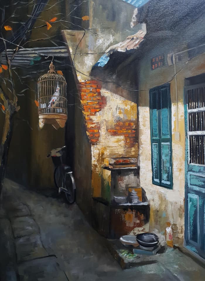 Tranh phong cảnh mùa thu họa sĩ Hoàng Bá Linh, tác phẩm "Hương nắng mới"