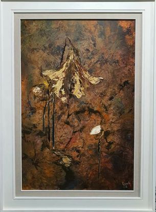 Tranh sơn dầu vẽ hoa sen họa sĩ Hoàng Bá Linh, tác phẩm "Tâm"