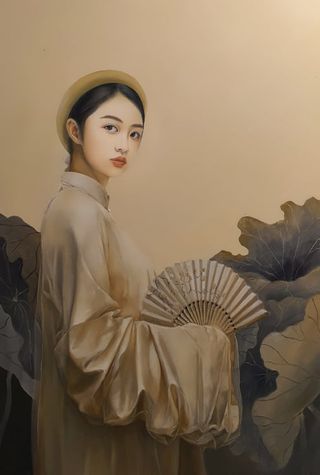 Tranh sơn dầu chân dung nghệ thuật "Nàng", họa sĩ Hoàng Bá Linh