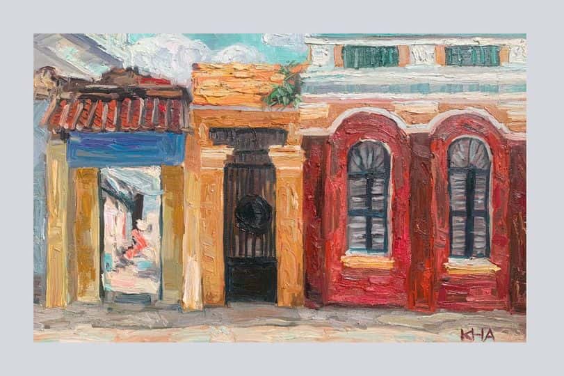 Tranh sơn dầu vẽ Sài Gòn họa sĩ Hoàng Tuấn Kha "Hẻm 714 Nguyễn Trãi"