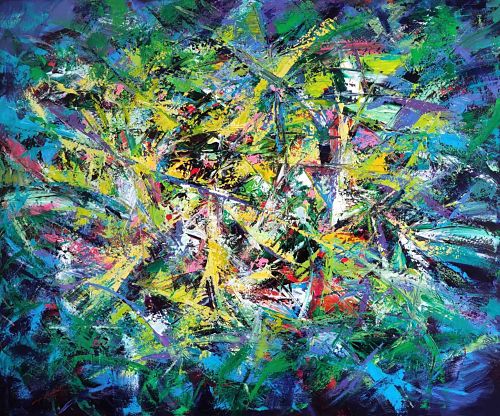 Tranh sơn dầu trừu tượng "Năng lượng xanh" của họa sĩ Ngô Mạnh