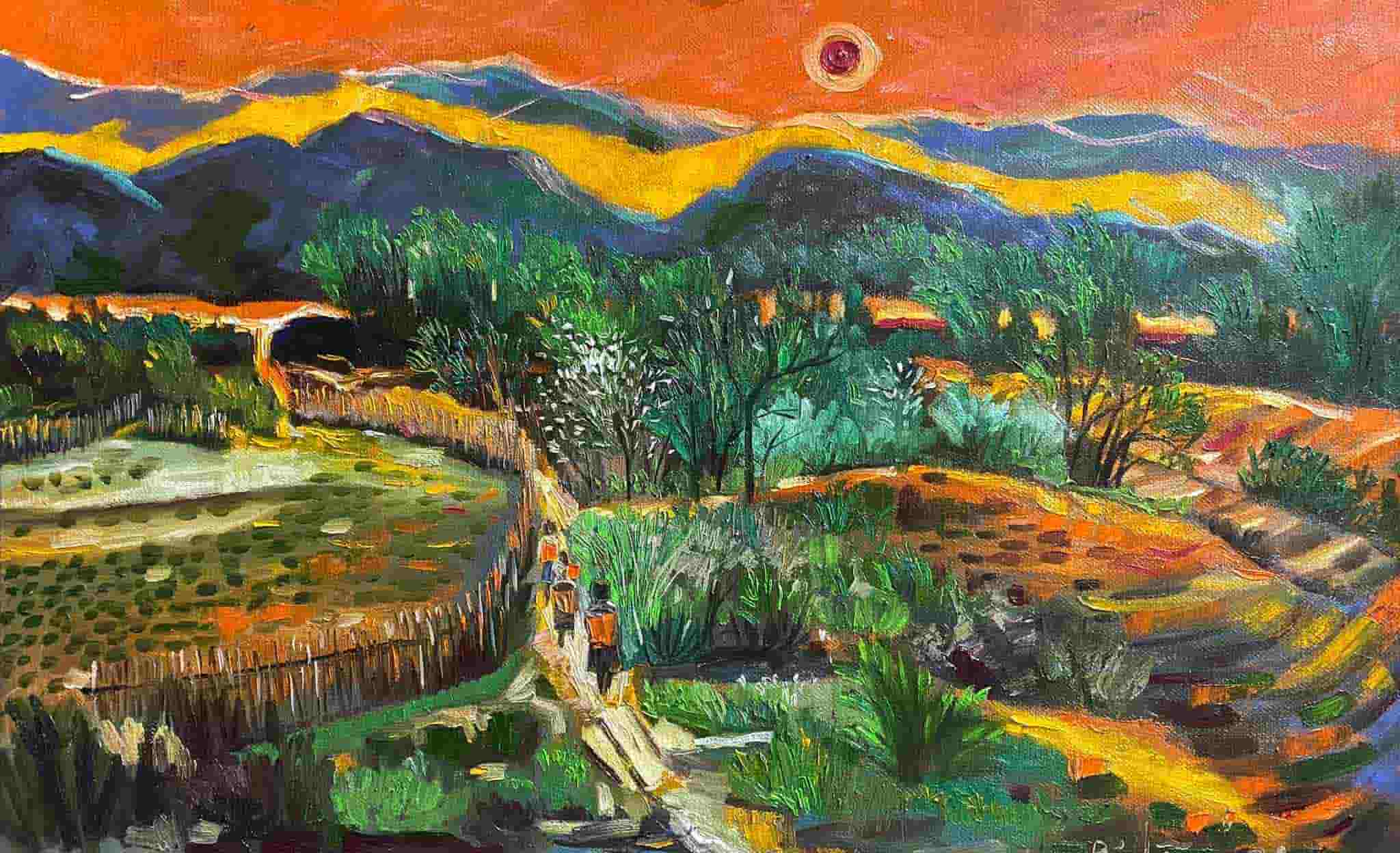 Tranh sơn dầu nghệ thuật của họa sĩ Nguyễn Bảo Châu "Vùng cổ tích 5"