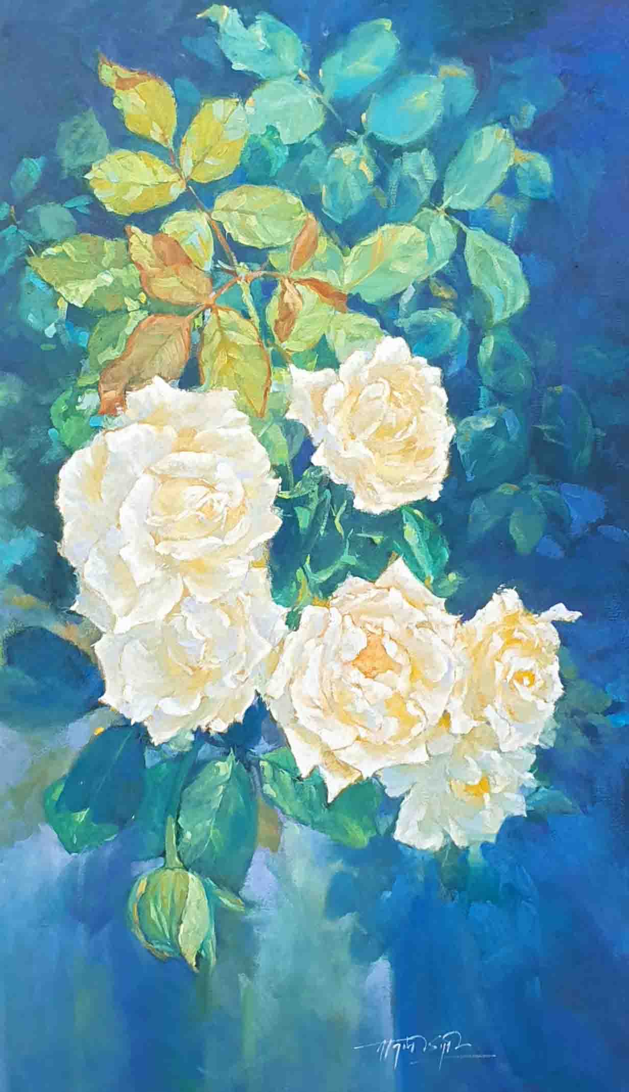 Tranh sơn dầu nghệ thuật họa sĩ Nguyễn Đình Đức - TP. "Hoa trong nắng"