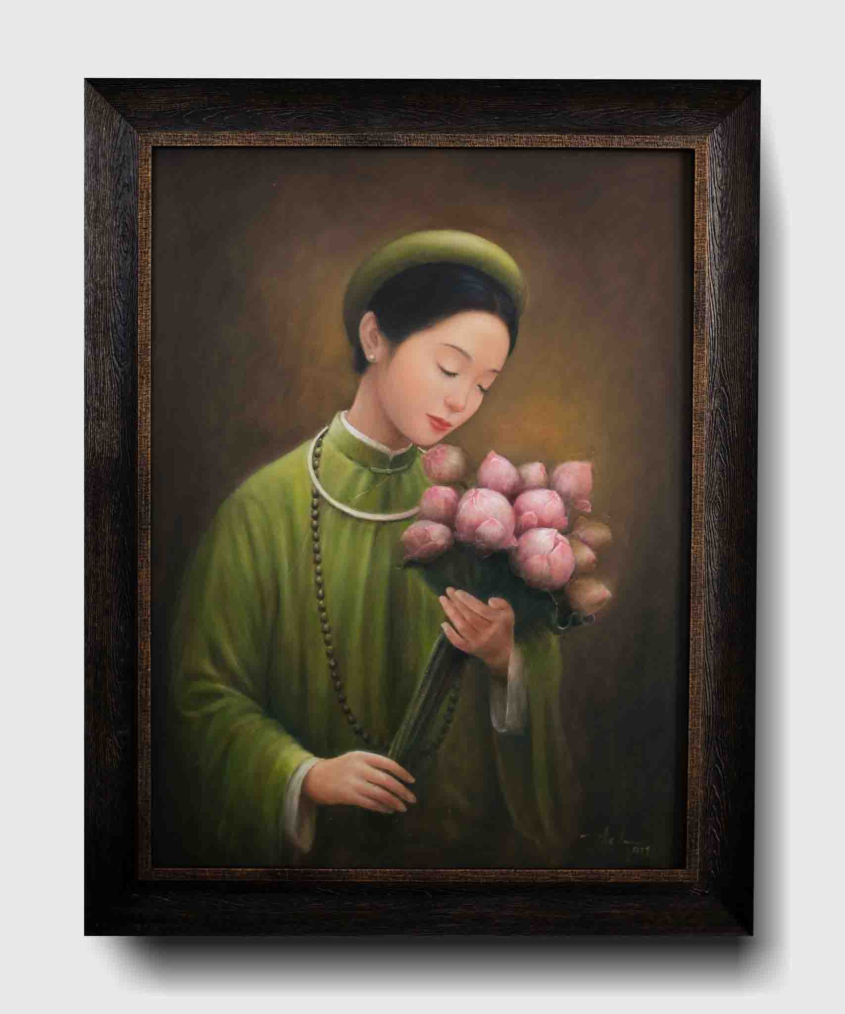 Tranh chân dung nghệ thuật của họa sĩ Nguyễn Đức Thành "Dáng xưa 02"