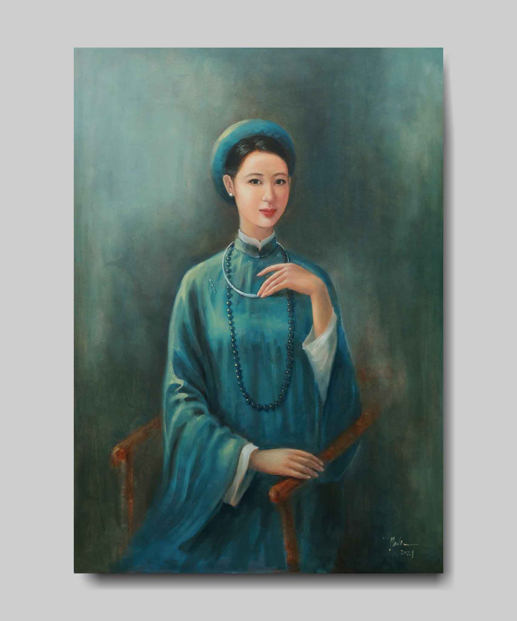 Tranh chân dung nghệ thuật của họa sĩ Nguyễn Đức Thành "Dáng xưa 03"