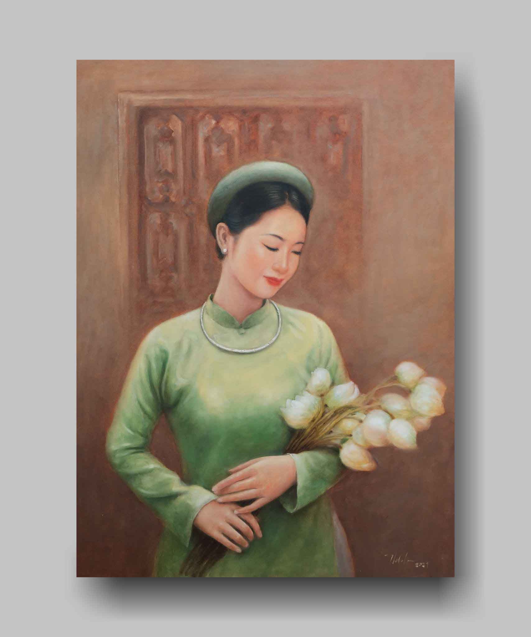 Tranh chân dung nghệ thuật của họa sĩ Nguyễn Đức Thành "Duyên xưa"