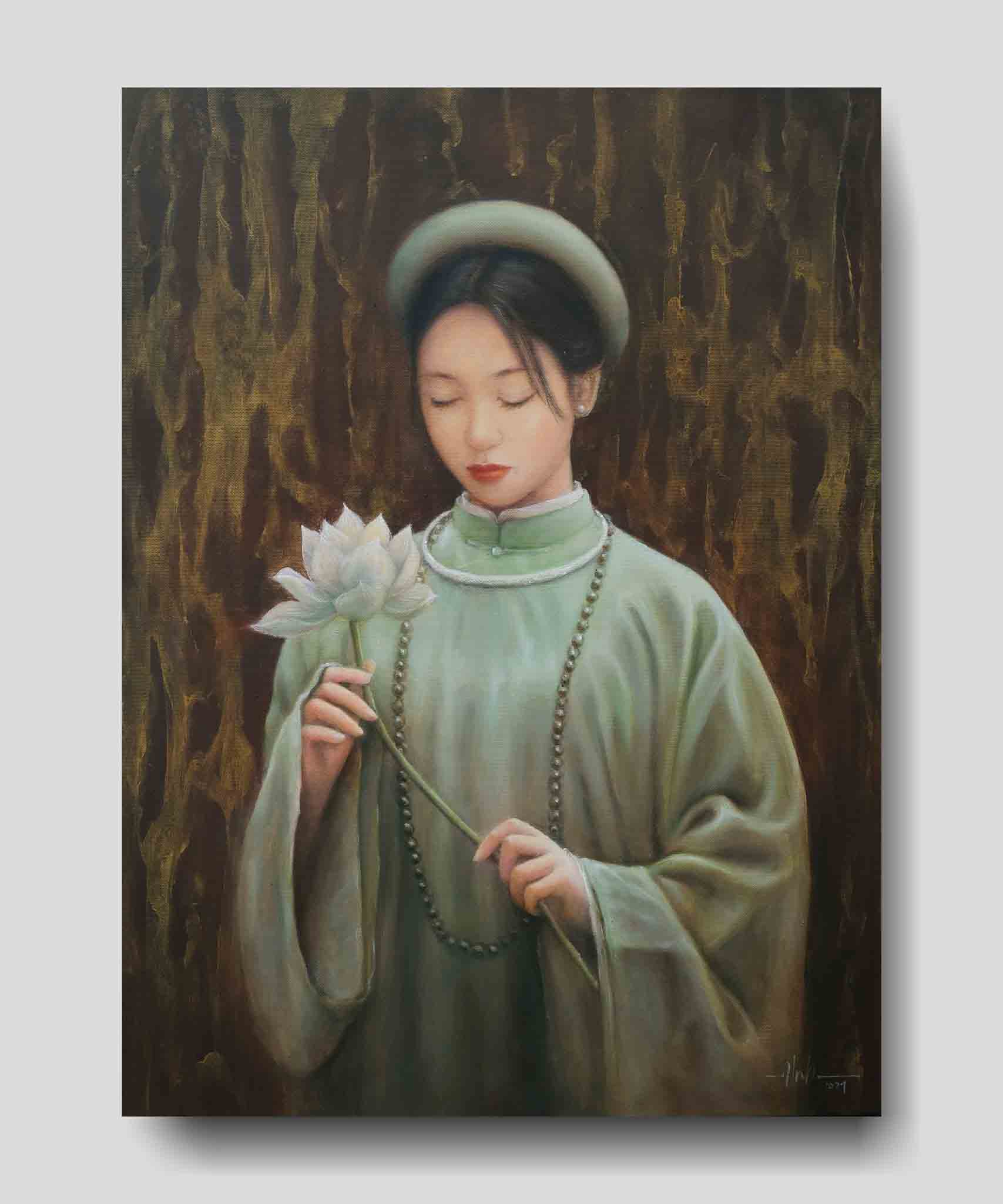 Tranh chân dung nghệ thuật của họa sĩ Nguyễn Đức Thành "Thiếu nữ"