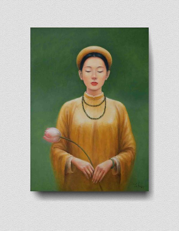 Tranh chân dung nghệ thuật của họa sĩ Nguyễn Đức Thành "Thiếu nữ Á Đông"