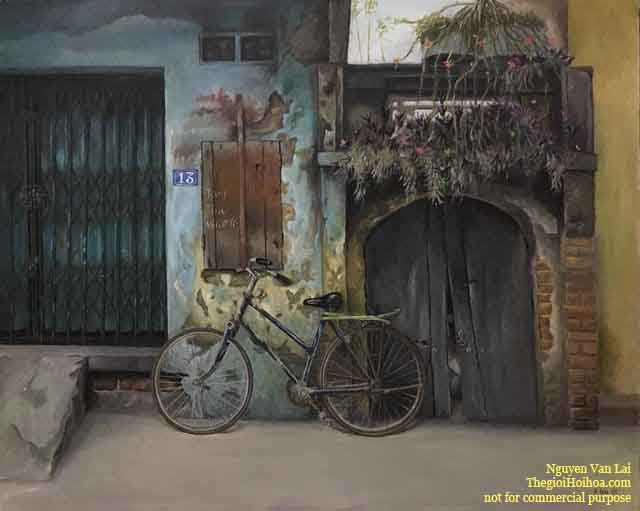 Họa sĩ Nguyễn Văn Lai cũng để lại ấn tượng về phong cách tả thực trong các chủ đề khác nhau - tranh vẽ phố "Dấu ấn"