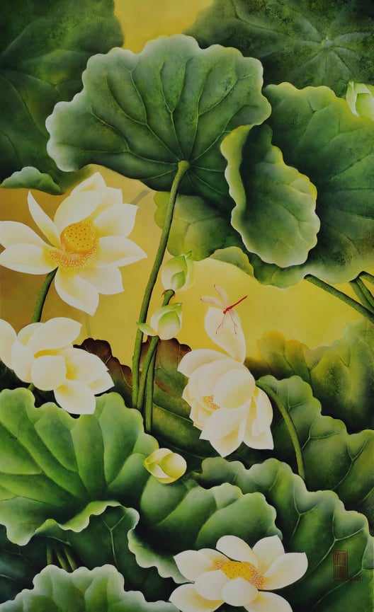 Tranh sơn dầu nghệ thuật họa sĩ Phan Anh "Sen Hoàng Thành"