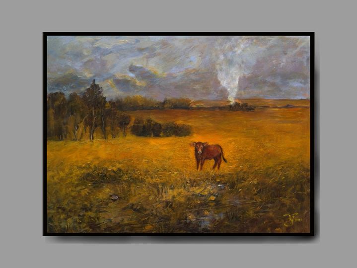 Tranh sơn dầu quê hương họa sĩ Phan Thủy "Lạc mẹ"