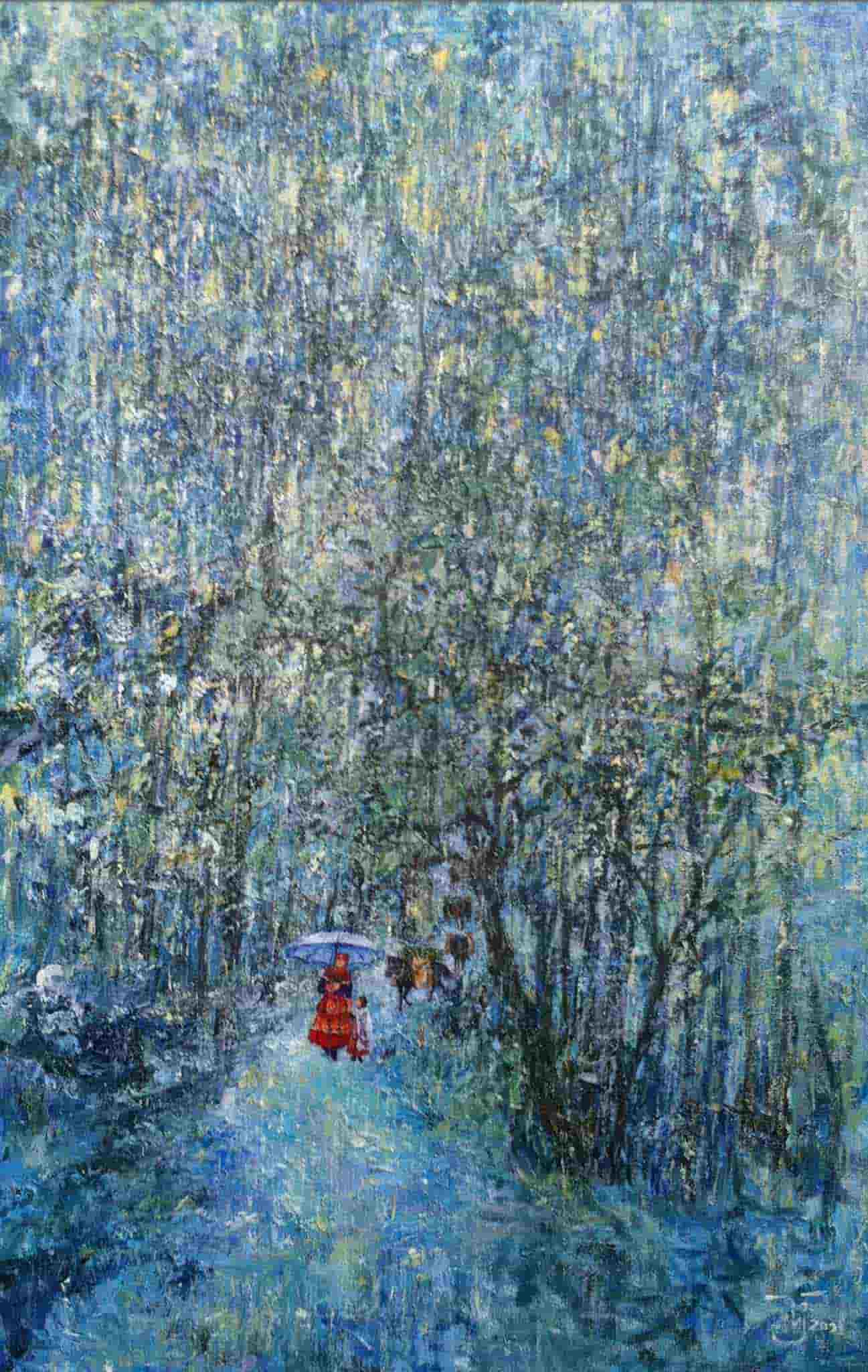 Tranh phong cảnh thiên nhiên họa sĩ Phan Thủy "Theo mẹ"