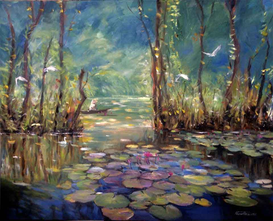 Tranh phong cảnh mùa thu của họa sĩ Trần Kim Anh - TP. "Tiếng thu"