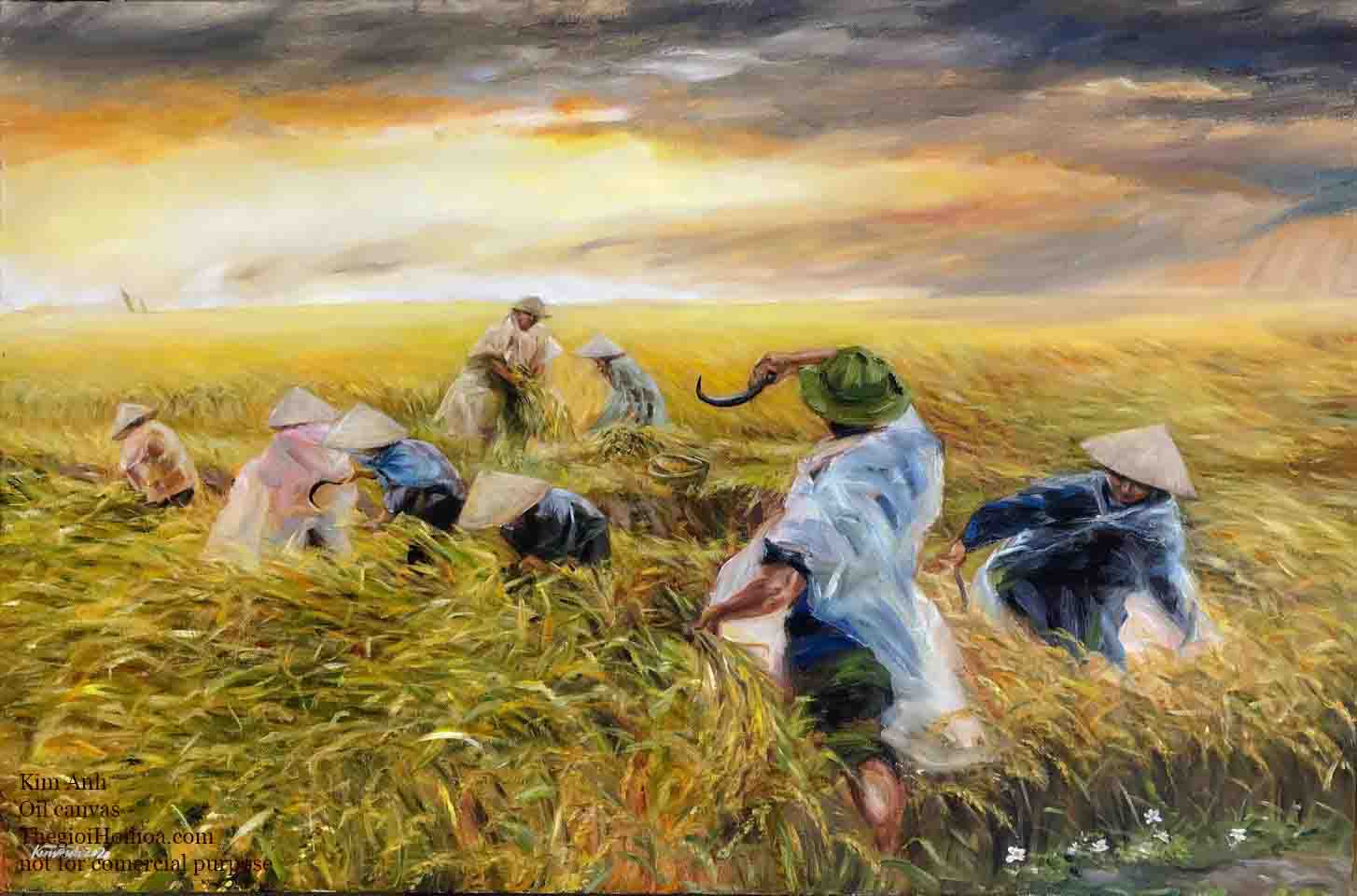 tranh sơn dầu "Mùa gặt 6", họa sĩ Kim Anh