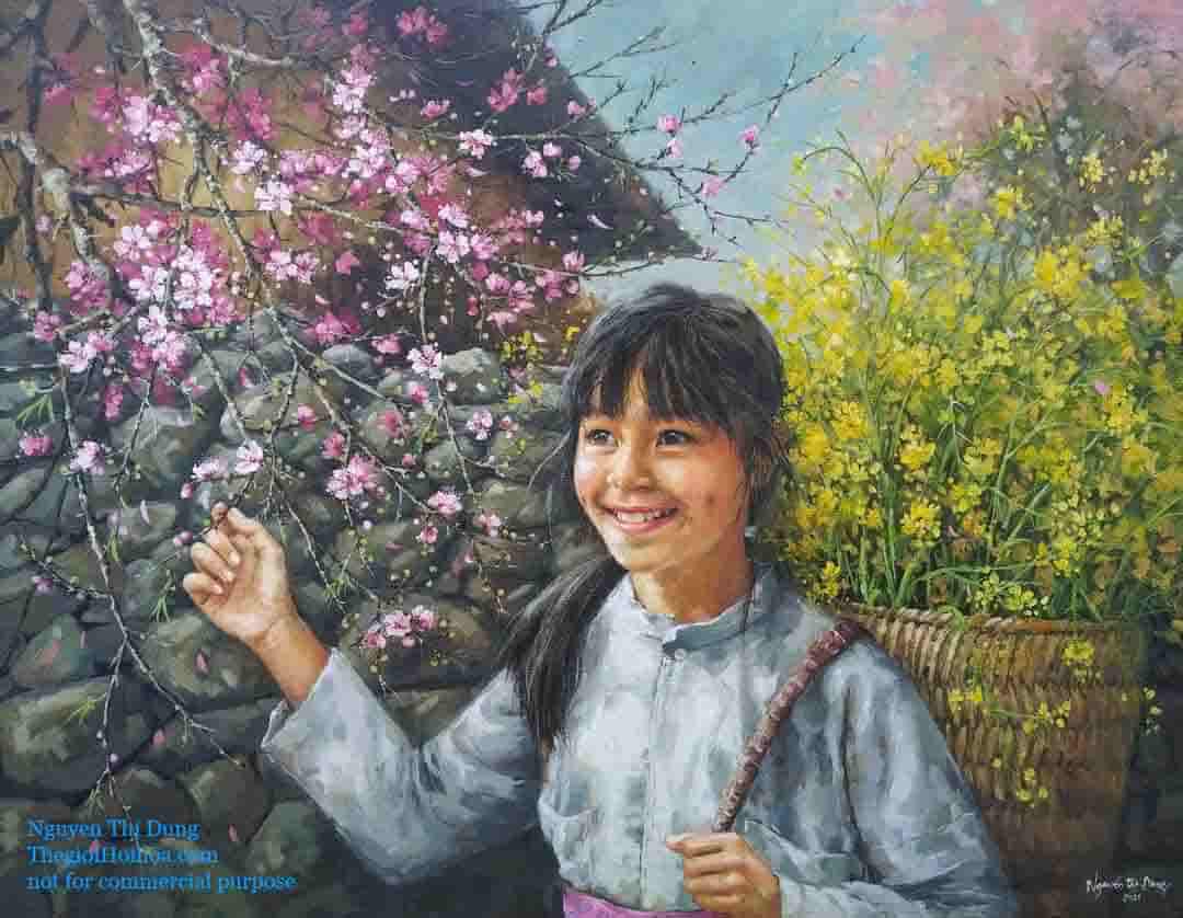 Tranh sơn dầu "Mùa hoa vùng cao", Nguyễn Thị Dung, Thế giới Hội họa