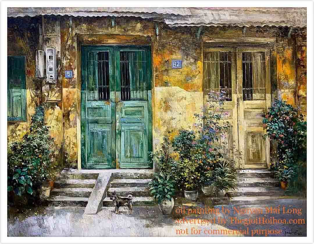 Tranh sơn dầu "Nắng bên thềm", họa sĩ Nguyễn Mai Long