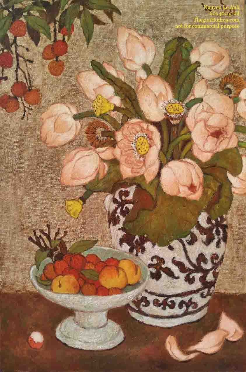 tranh tĩnh vật sơn dầu "Mùa hạ", họa sĩ Nguyễn Lê Anh
