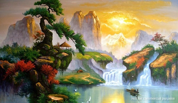 Bức tranh sơn thủy đẹp bằng chất liệu sơn dầu
