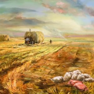 Tranh sơn dầu quê hương "Mùa gặt 10"