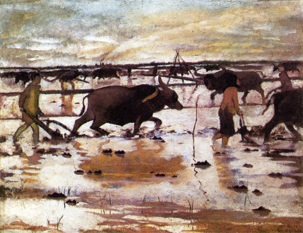 Bức tranh “Một buổi cày” của họa sĩ Lưu Công Nhân - Năm 1960