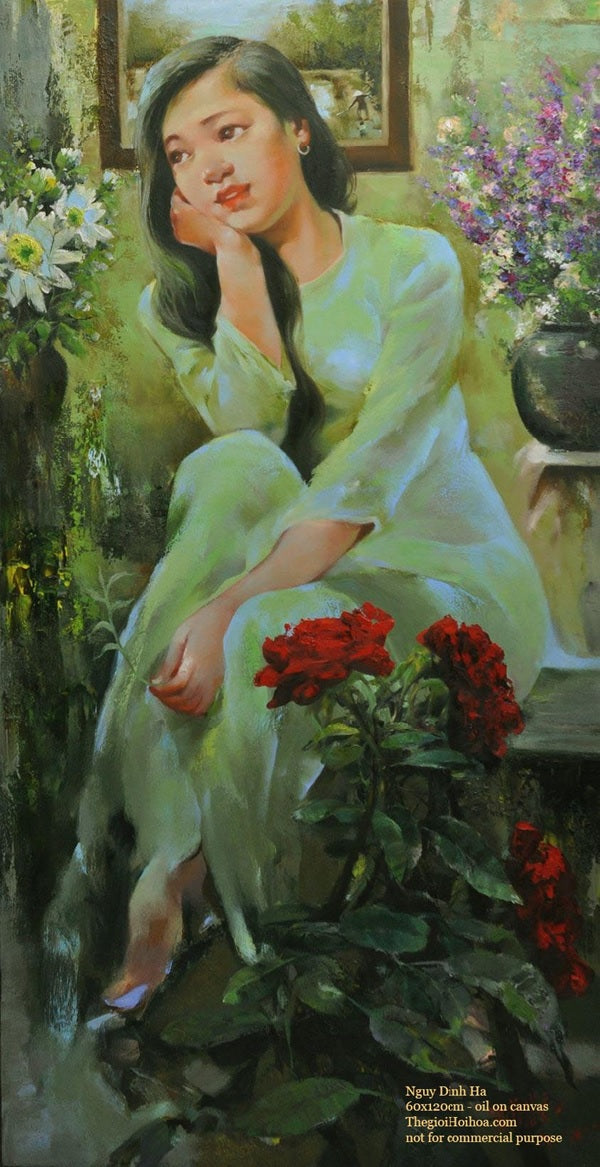 Tranh sơn dầu “Ký ức xanh” của họa sĩ Ngụy Đình Hà