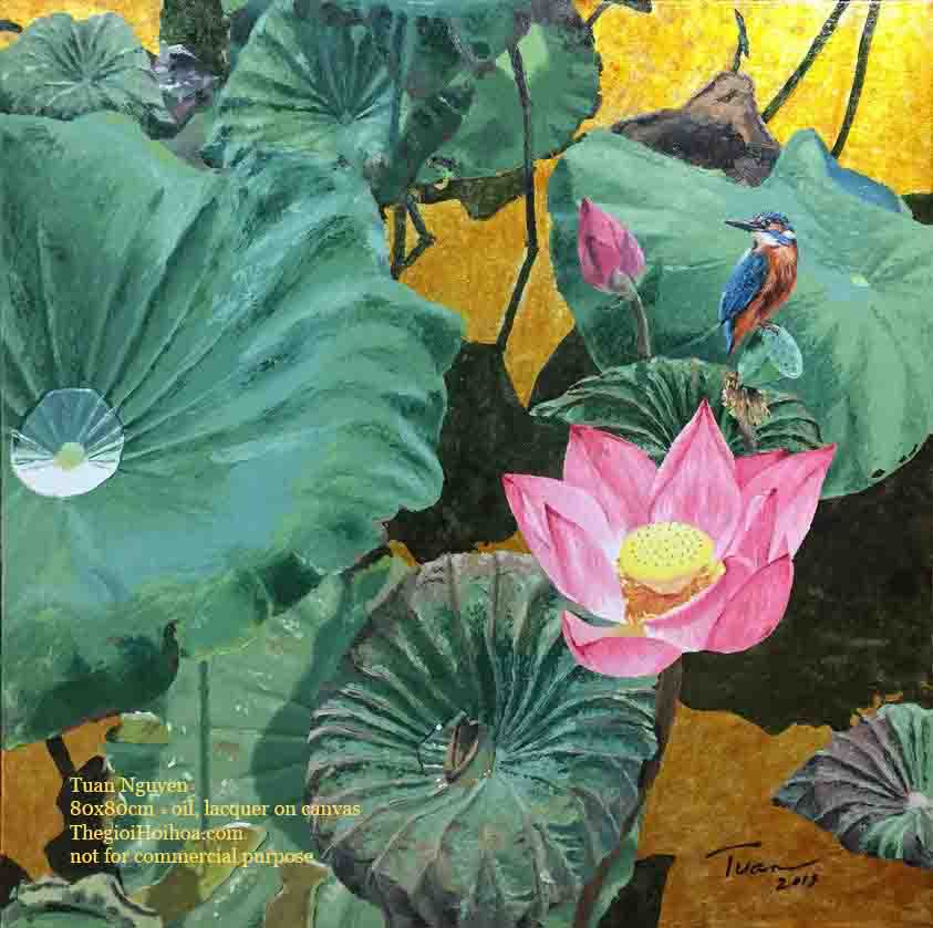 Tranh sơn mài Sen hồng, Nguyễn Tuấn, Thế giới Hội họa