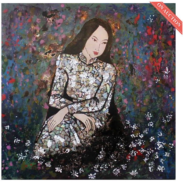 Bức vẽ “Vườn xuân” bằng sơn mài của họa sĩ Vũ Đình Lương