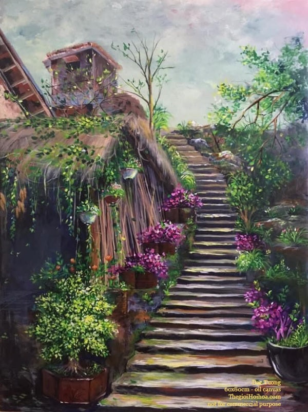 Tranh phong cảnh vùng cao “Sản Sa Hồ sau mưa” của họa sĩ Đắc Tưởng